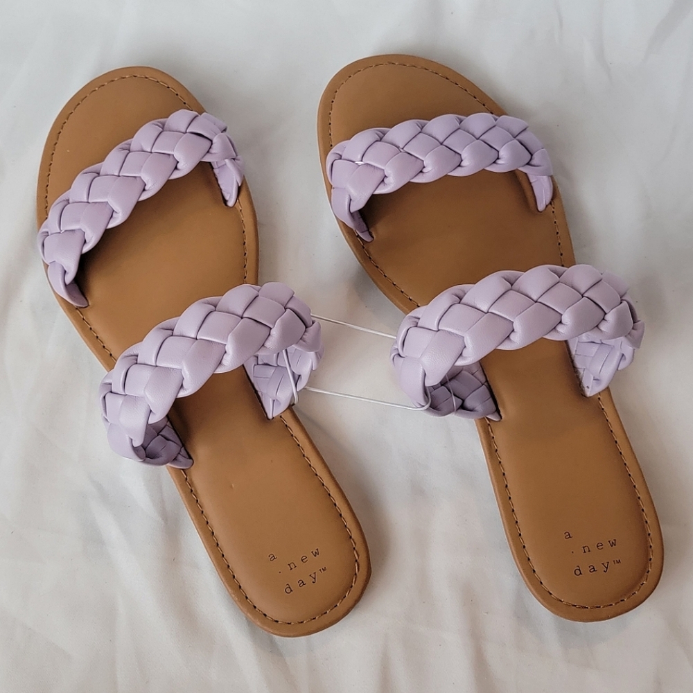 A New Day Lucy Braided 2 Strap Slide Sandals Lavender